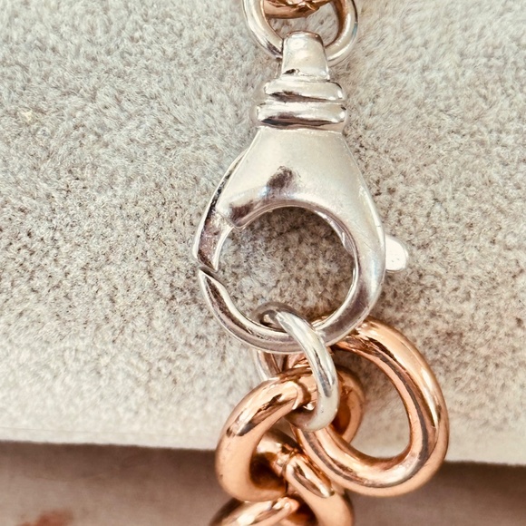 Diego & Massimo Made in Italy Rose Tone & Silver Tone Chain Link Bracelet - Picture 6 of 12